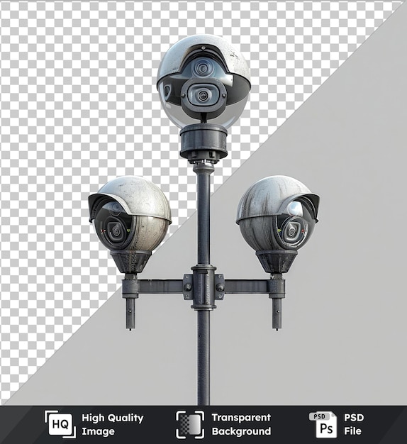 PSD psd avec des caméras cctv transparentes isolées dans un cadre technologique