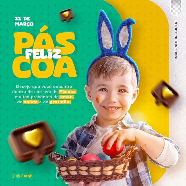 PSD psd campaña de pascua en las redes sociales feliz pascua en el brasil portugués