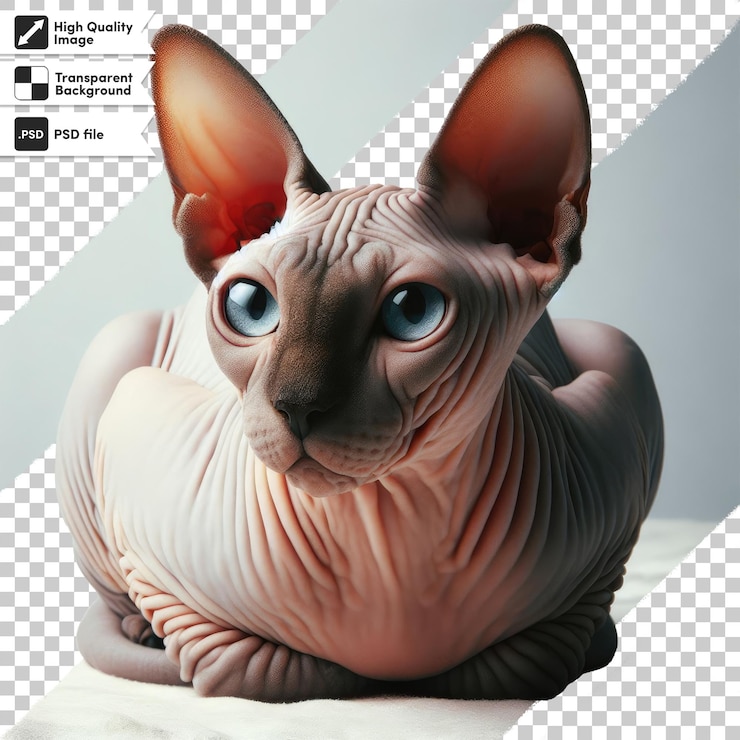 PSD psd canadian sphynx cat on transparent background with editable mask layer