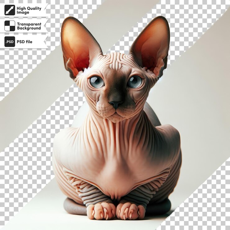 PSD psd canadian sphynx cat on transparent background with editable mask layer
