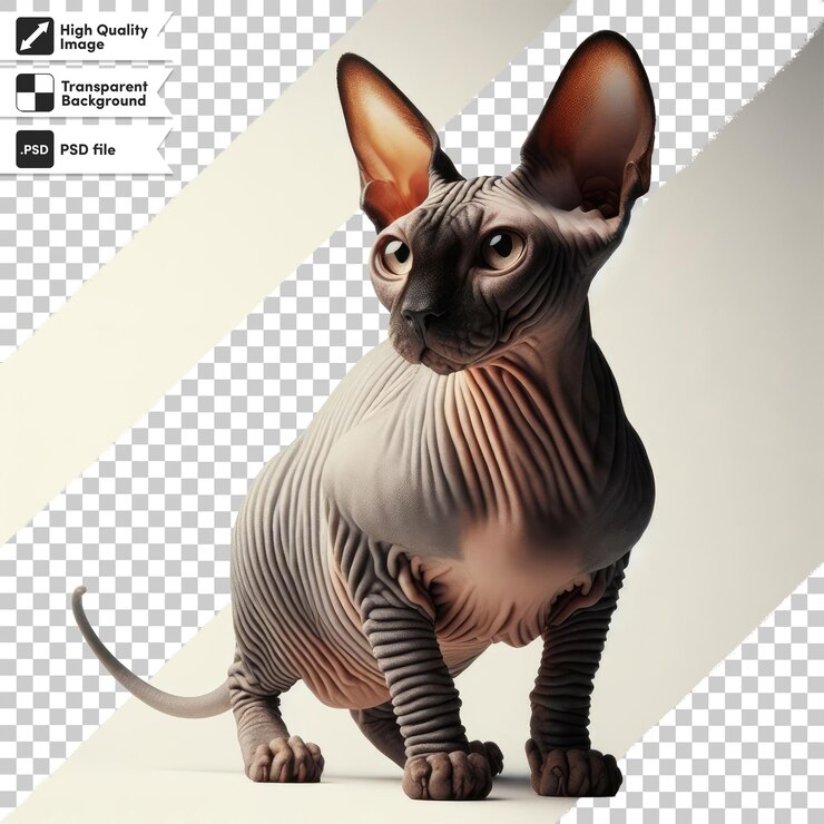 PSD psd canadian sphynx cat on transparent background with editable mask layer