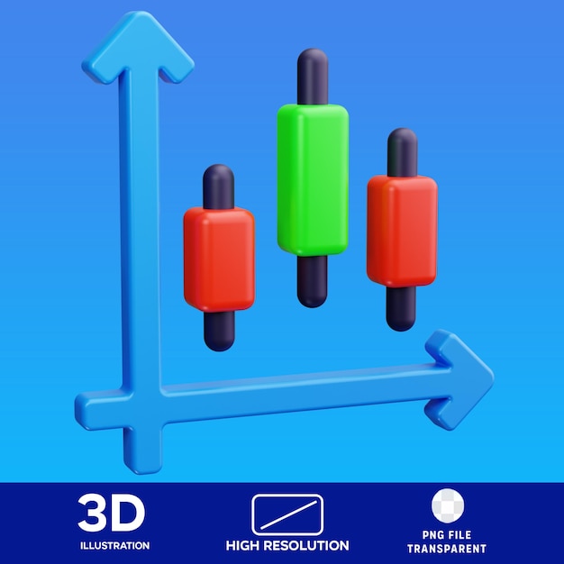 PSD candlestick 3D Illustration