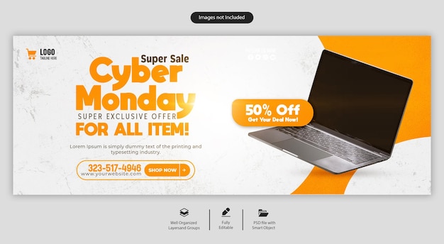 PSD psd capa do facebook e modelo de banner da web para venda e cyber monday