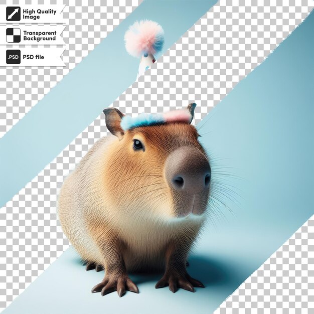 PSD psd capybara divertido con sombrero de celebración sobre fondo transparente