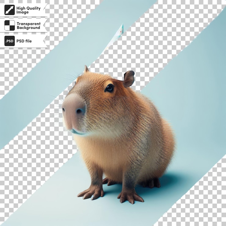 PSD psd capybara divertido con sombrero de celebración sobre fondo transparente