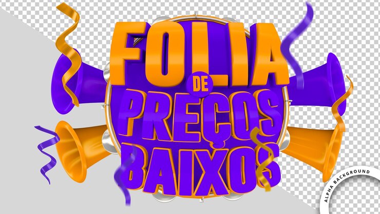 PSD Carnival ofrece 3D Render Label Realisitc Pandereta en portugués