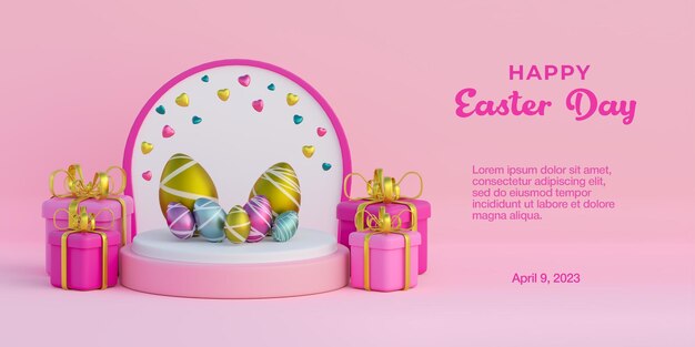 PSD psd un cartel rosa que dice felices pascuas en él 3d render ilustración