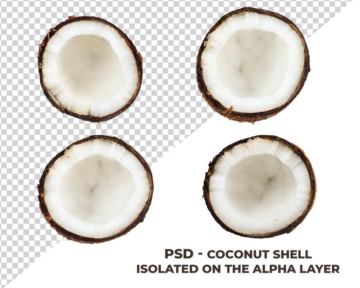 PSD psd cáscaras de coco aisladas listas para usar en tu composición