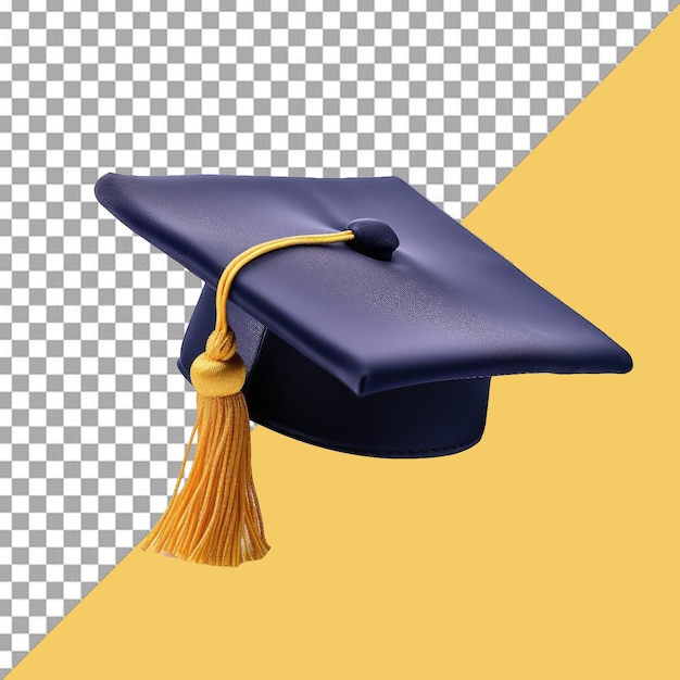 PSD psd une casquette de graduation bleue avec un tassel doré sur le dessus isolé sur un fond transparent