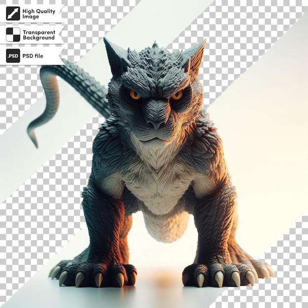 PSD Catzilla mostro animale su sfondo trasparente con strato di maschera modificabile
