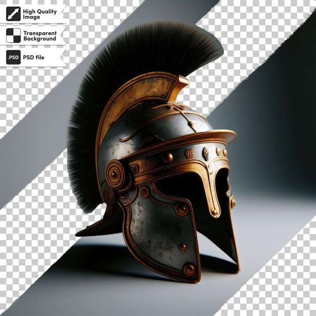 PSD psd cavaleiro medieval grego espartano capacete de gladiador em fundo transparente