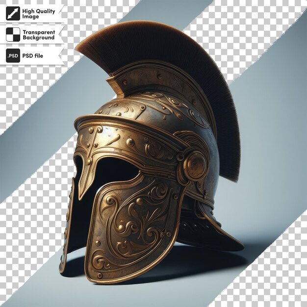 Psd cavaleiro medieval grego espartano capacete de gladiador em fundo transparente