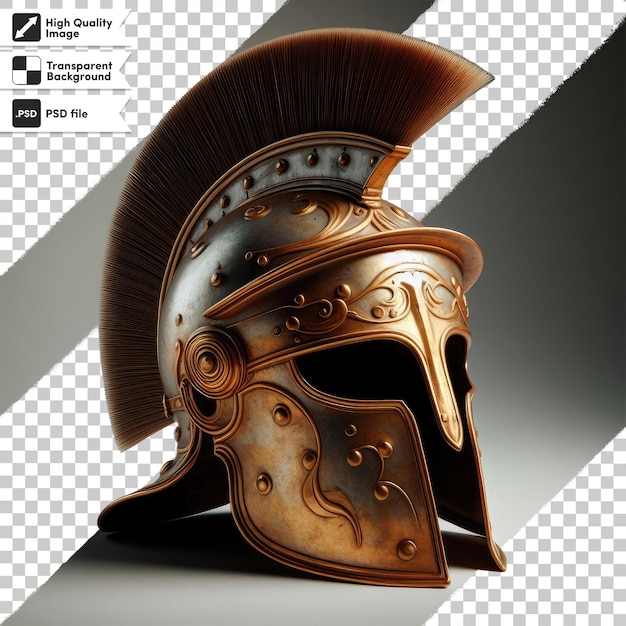 Psd cavaleiro medieval grego espartano capacete de gladiador em fundo transparente