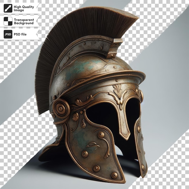 Psd cavaleiro medieval grego espartano capacete de gladiador em fundo transparente