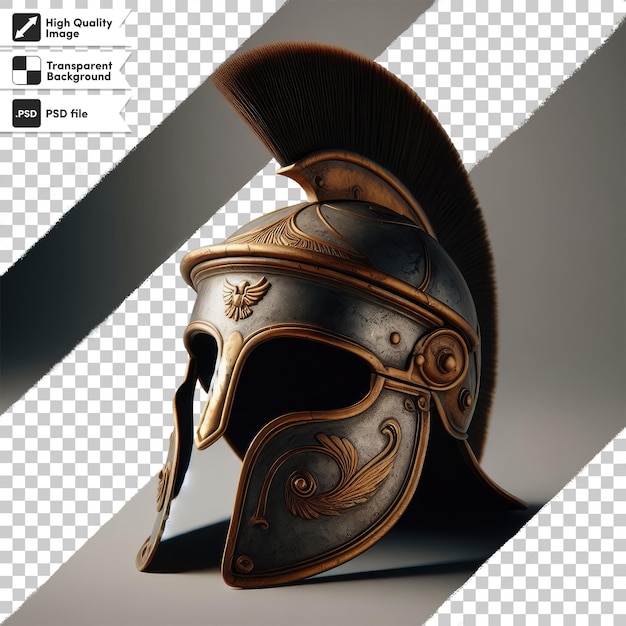 Psd cavaleiro medieval grego espartano capacete de gladiador em fundo transparente