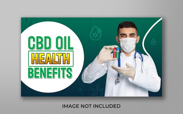 PSD psd cbd aceite de cáñamo natural diseño de banner web y miniatura de video de youtube