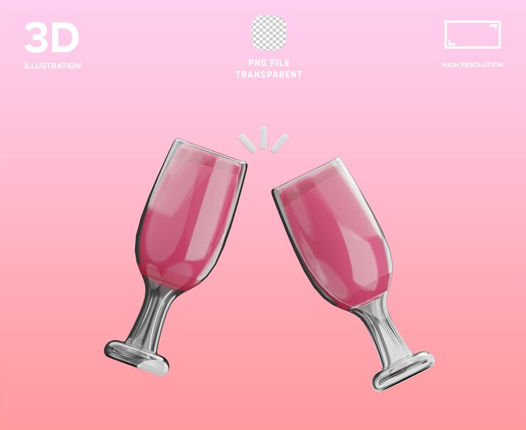 PSD psd champagnerglas 3d-illustration