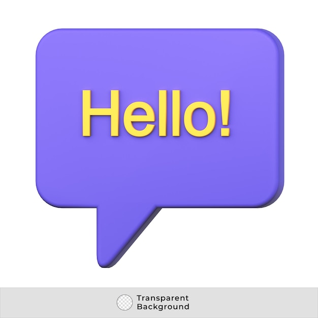 PSD-Chat-Nachrichtenbenachrichtigungssymbol mit Hallo-Wort-3D-Illustration