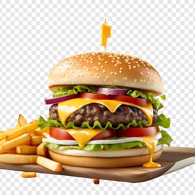 PSD psd cheese beef burger detalhado e isolado em fundo transparente