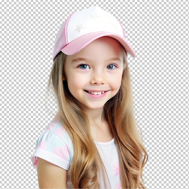 PSD psd de una chica encantadora con gorra sobre un fondo transparente