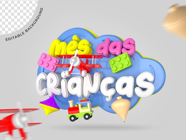 PSD psd childrens day promotion brazil 3d selo carimbo para composição premium psd