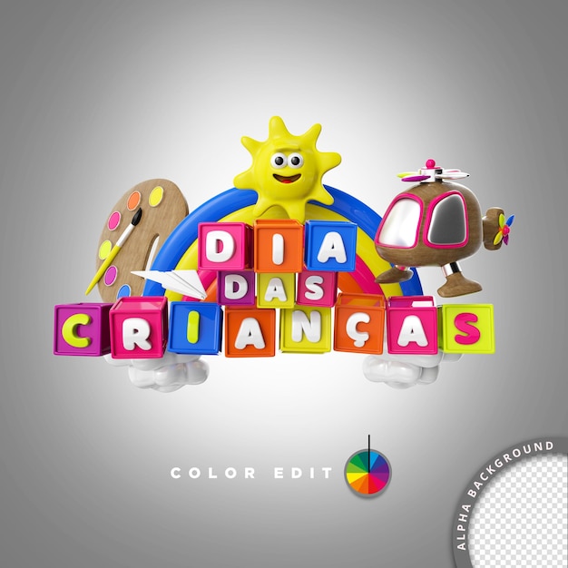 PSD Childrens Day promozione Brasile timbro 3d sigillo per composizione