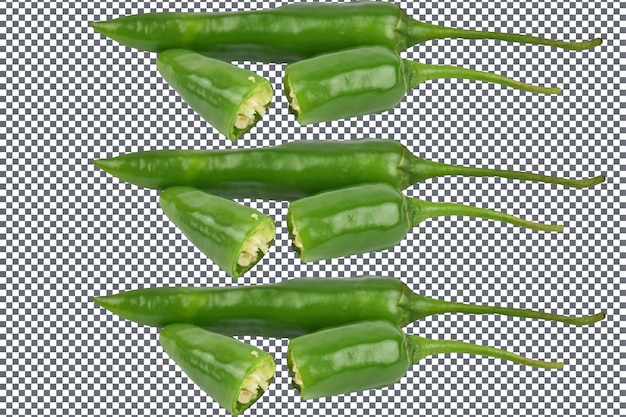 PSD Chilli verde aislado sobre un fondo transparente