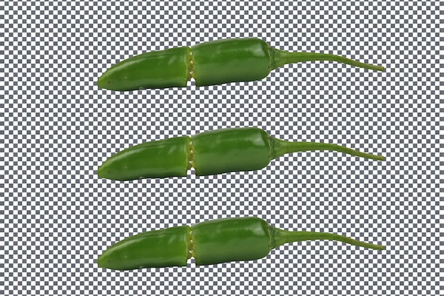 PSD Chilli verde aislado sobre un fondo transparente
