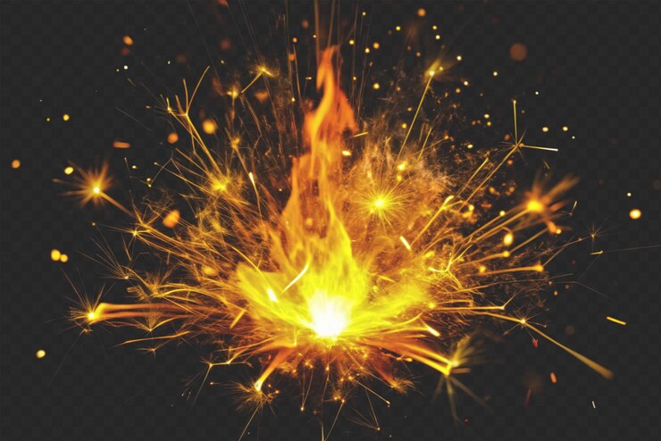 PSD psd chispa de fuego de alta calidad en fondo transparente para efecto visual