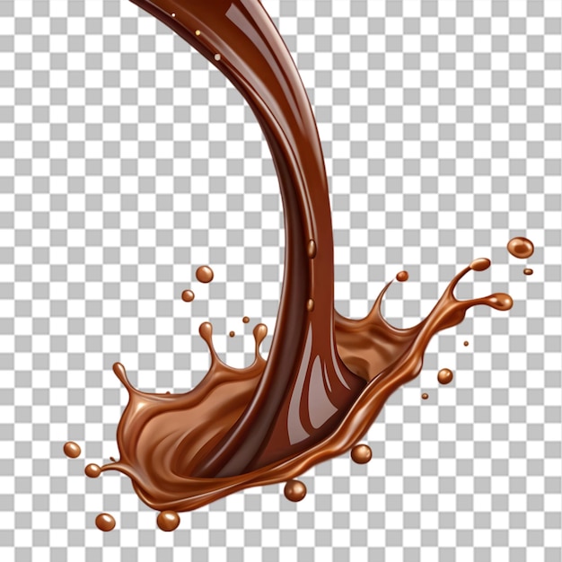 Psd chocolate redondo remolino salpicaduras y gotas aisladas en el fondo
