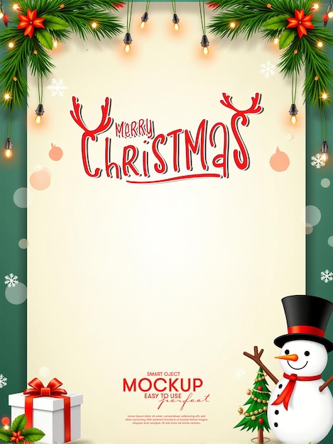 PSD Christmas Frames Poster Mockup Festive Holiday Design for Greeting Cards and Decor