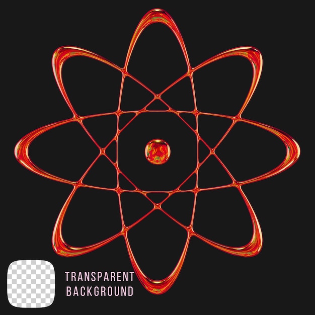 Psd-Chrom-Metall Y2K-Atom abstrakte Form 3D-Rendering