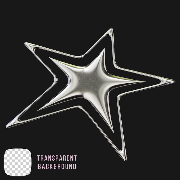 Psd Chrom-Stern y2k abstrakte Form 3D-Rendering