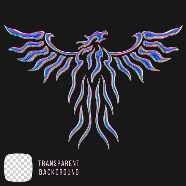 Psd chrome phoenix metallic y2k abstrakte Form 3D-Rendering
