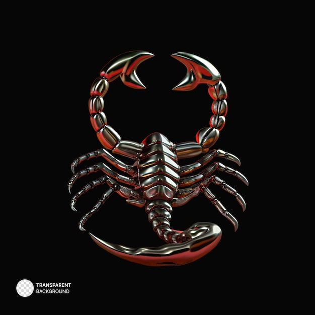 PSD psd chrome scorpio rendu 3d isolé