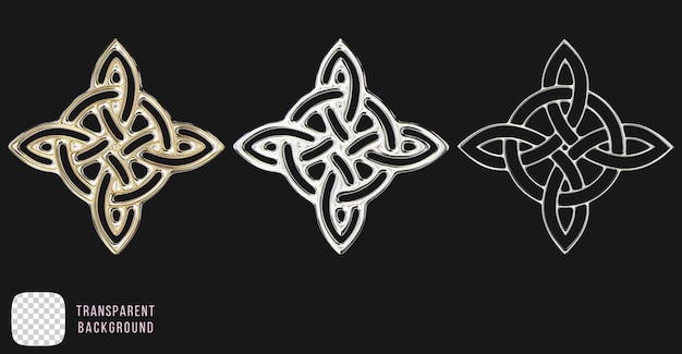 Psd chrome y2k abstract Celtic symbol 3d rendering