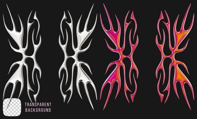 Psd chrome y2k abstrakte Stammesform 3D-Rendering