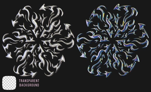 Psd chrome y2k forme abstraite rendu 3D