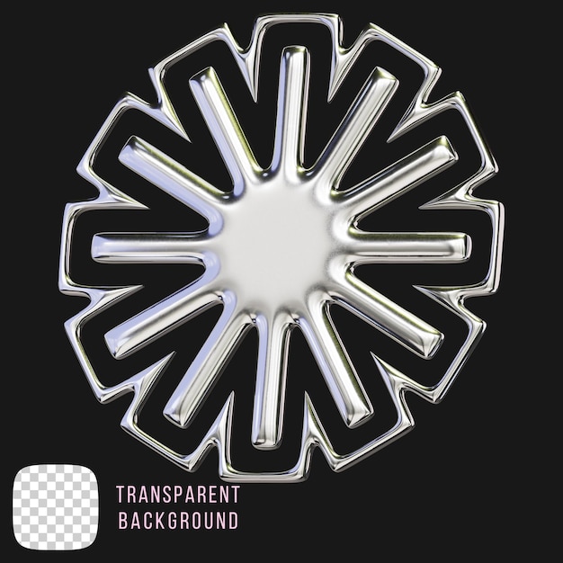 Psd chrome y2k forme abstraite rendu 3D