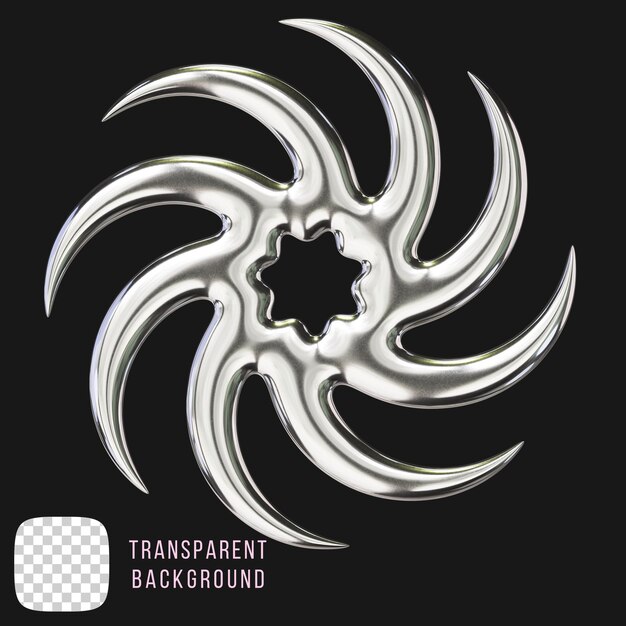 PSD-Chrome y2k Stern abstrakte Form 3D-Rendering auf durchsichtigem Hintergrund