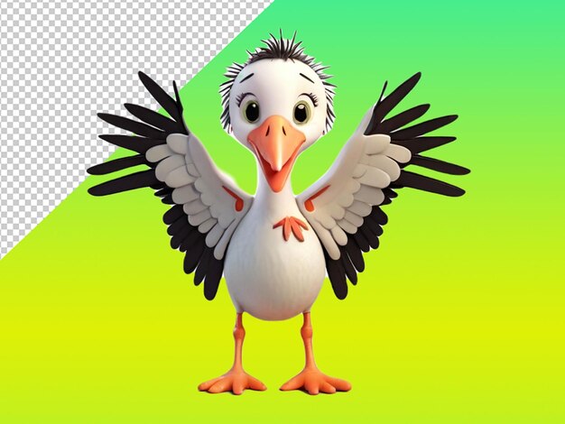 PSD psd d'une cigogne la plus mignonne sur un fond transparent