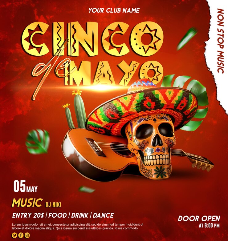 PSD psd cinco de mayo party diseño de plantilla con texto editable fondo de celebración del cinco de mayo