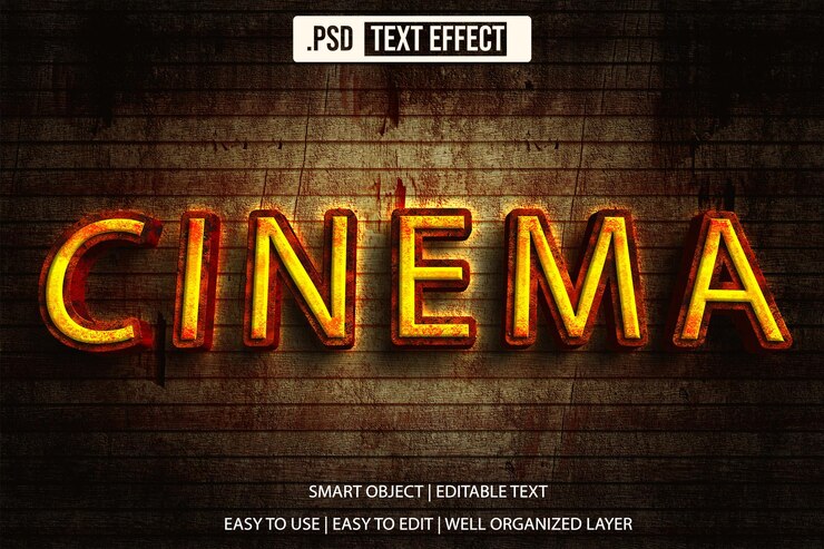 PSD cine 3D efecto de texto editable