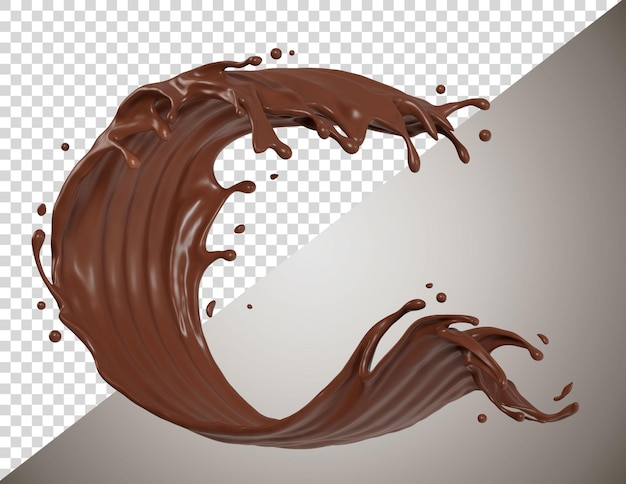 PSD Cioccolato isolato spruzza l'onda
