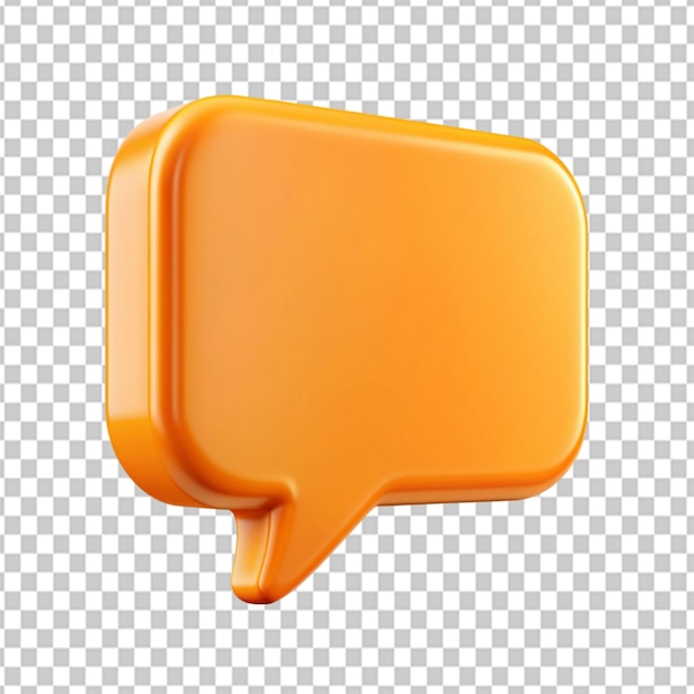 Psd de un clipart de comunicación de burbuja de habla naranja 3d en un fondo transparente