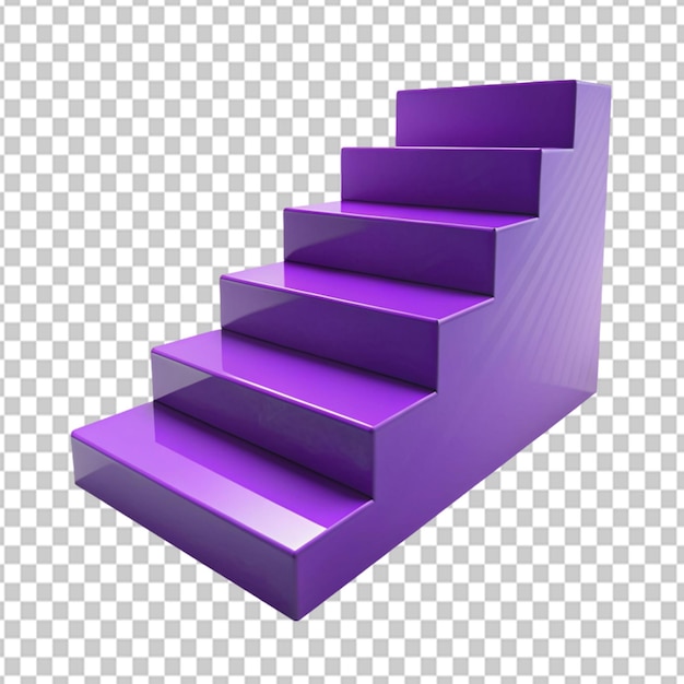 PSD psd de un clipart de un podio de escaleras púrpura en 3d en un fondo transparente