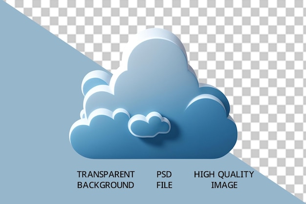PSD Cloud Blue Color 3d Render Icon in Transparent Background