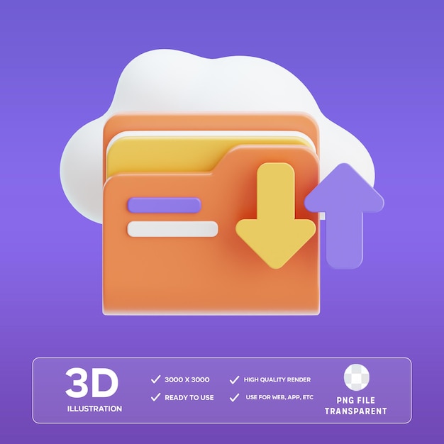 PSD Cloud Storage 3D-Illustration, die in der Cloud gespeichert wird