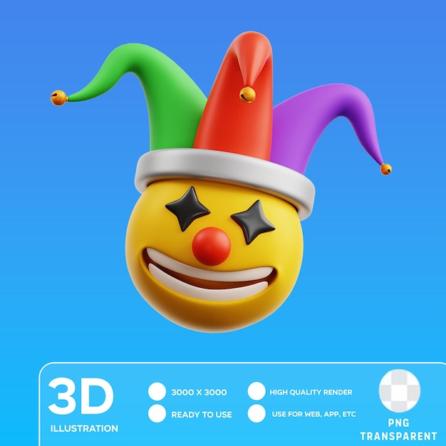 Psd-clown-emoji in 3d-illustration