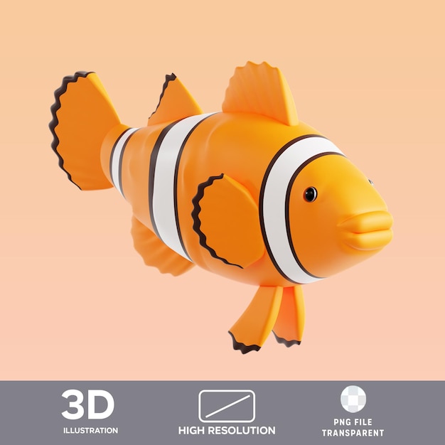 PSD-Clownfisch 3D-Illustration